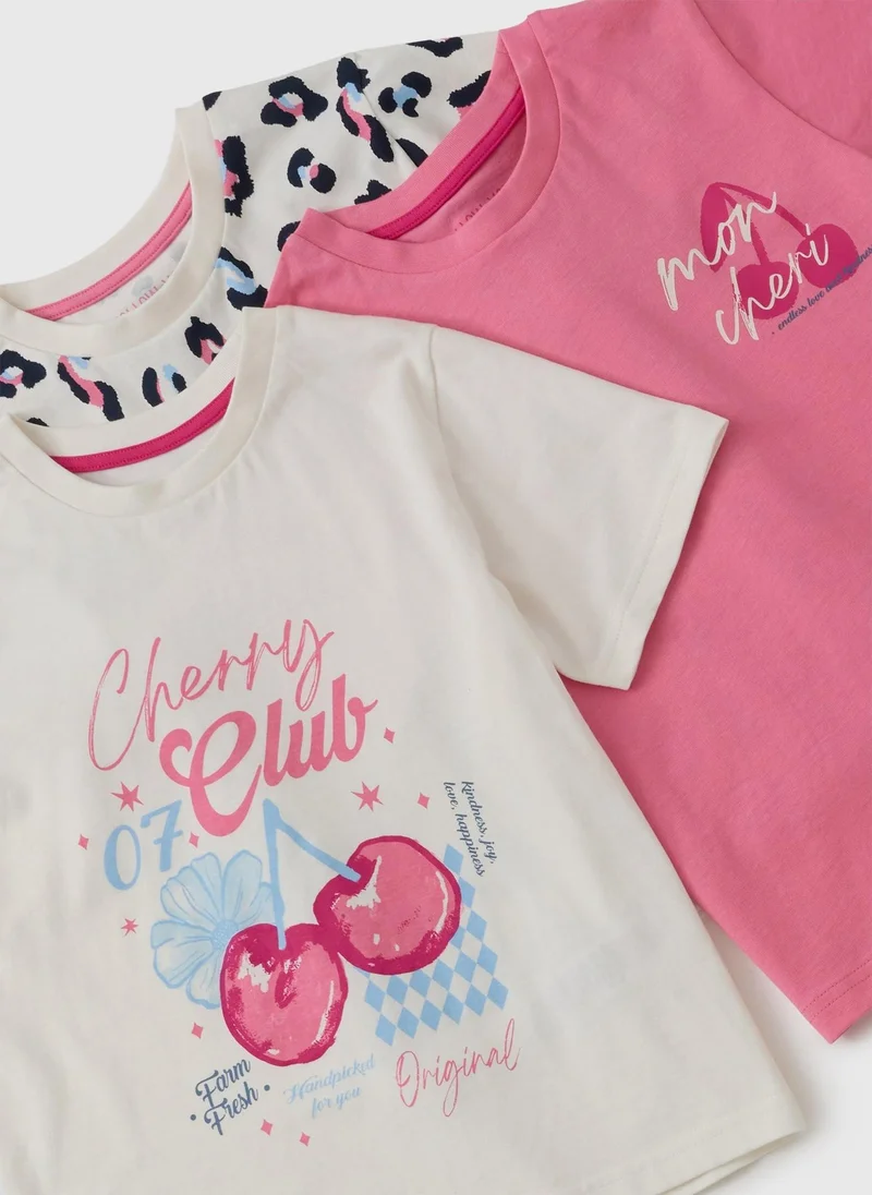 Matalan 3 Pack Toddler Girls Cherry Pyjamas